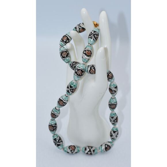 Antique Chinese Export Porcelain Hand-painted Bead Necklace 24